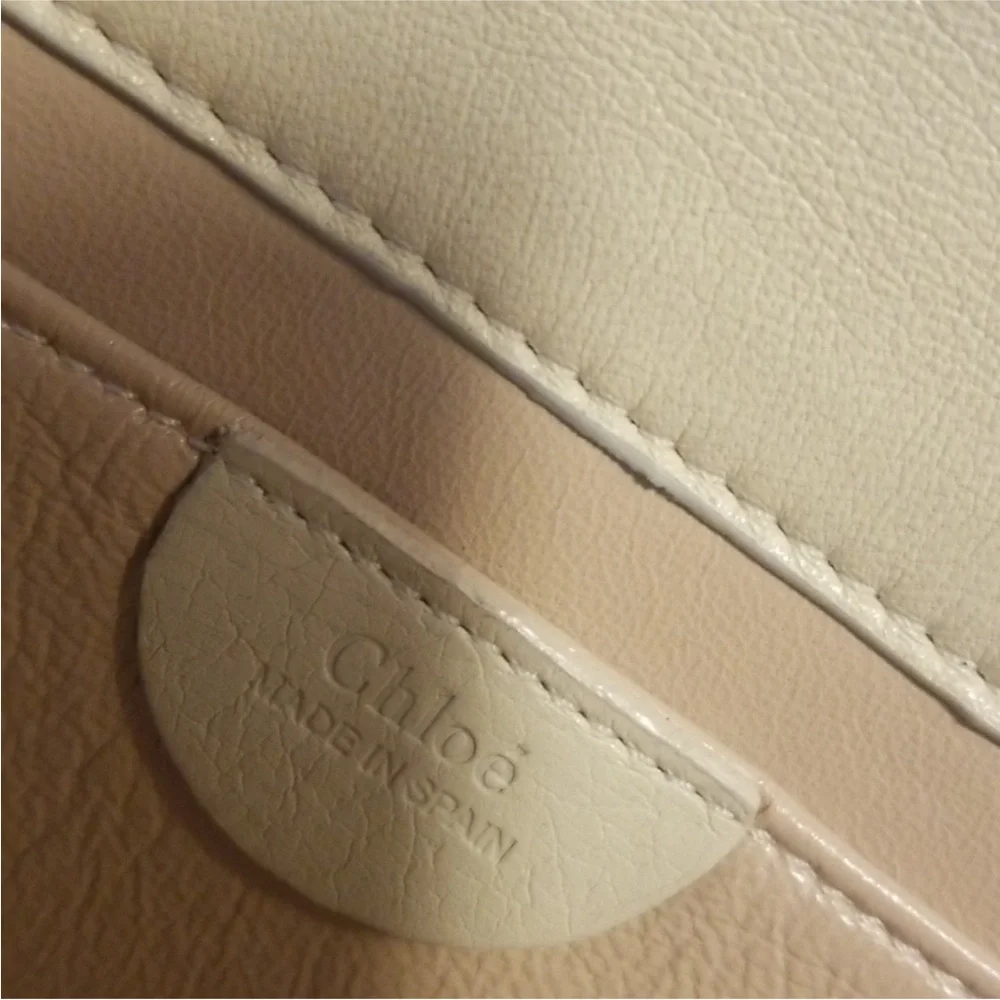 Chloé Chloe Gold Bow Cream Leather Clutch or Crossbody Bag